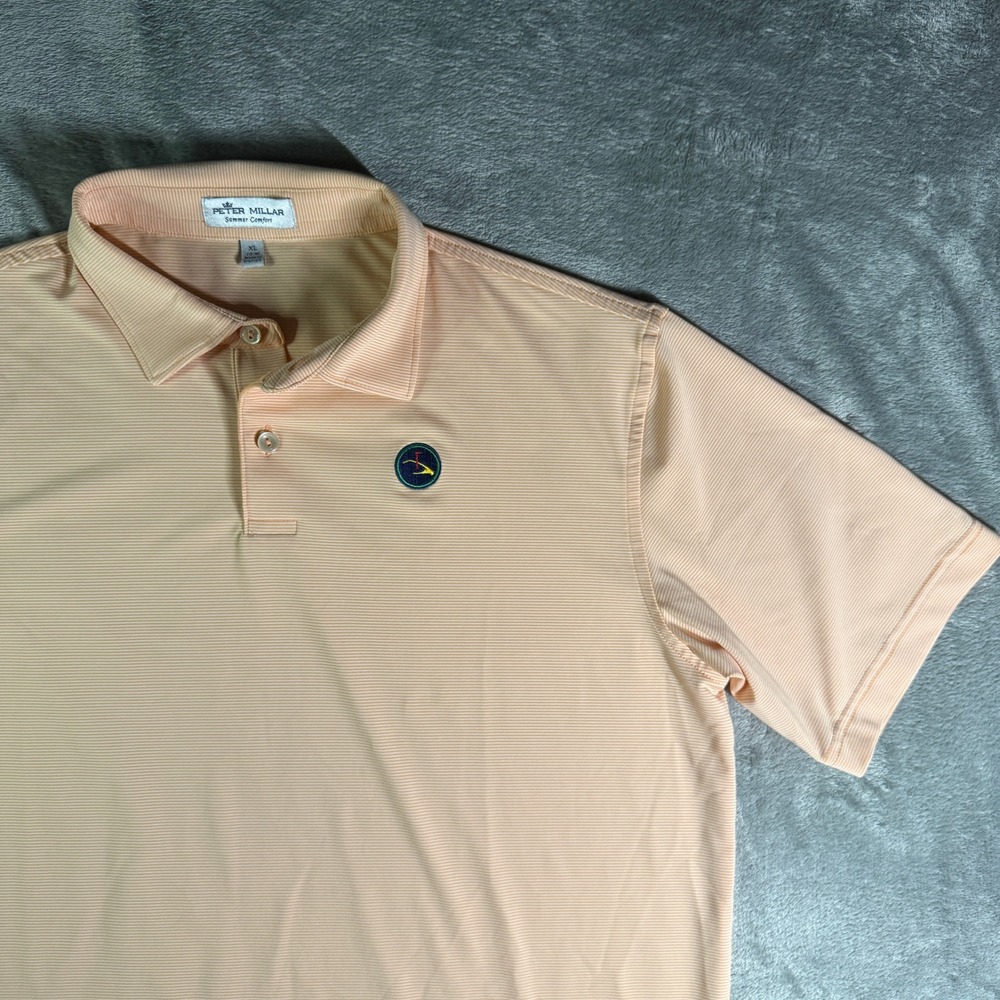 Peter Millar Summer Comfort Mens XL Striped Performance Golf Polo Eagle Point
